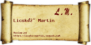 Licskó Martin névjegykártya